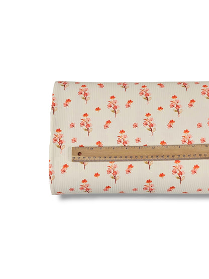 * Unique Design * Willow Ribbed Knit Coral Wildflowers