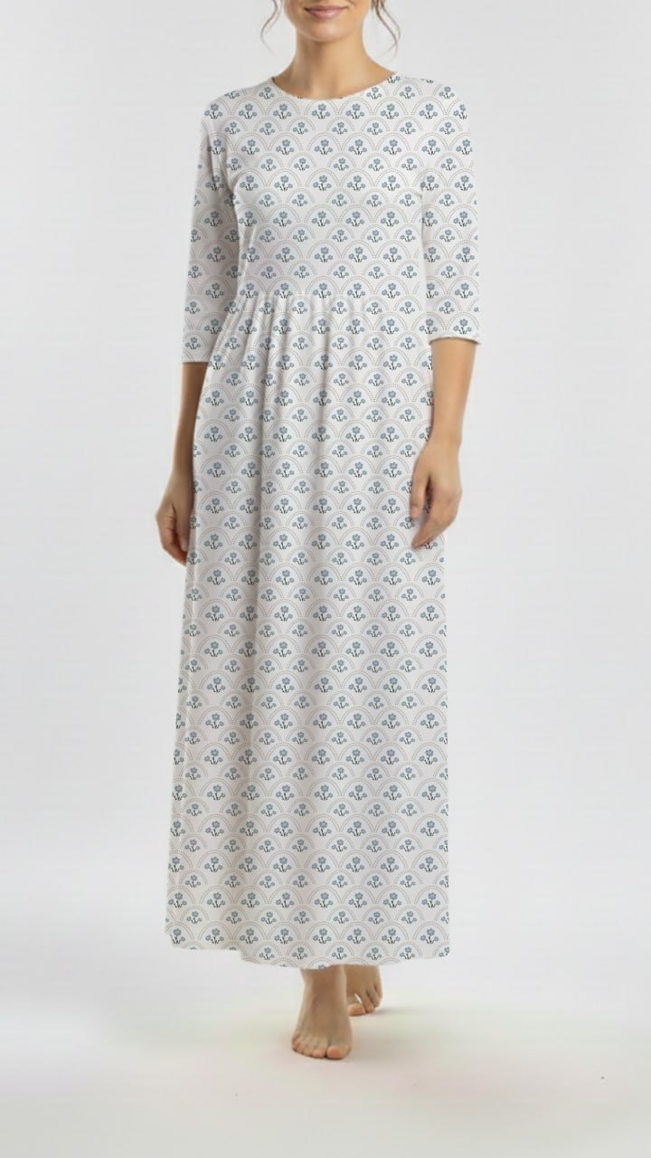 *Unique Design* Swiss Dot Knit Vintage Cottage Garden Blue