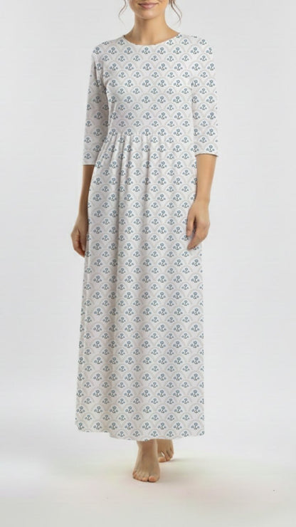 *Unique Design* Swiss Dot Knit Vintage Cottage Garden Blue
