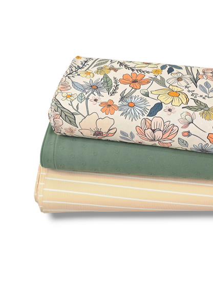 *Unique Design* Swiss Dot Knit Market Day Blooms Tan