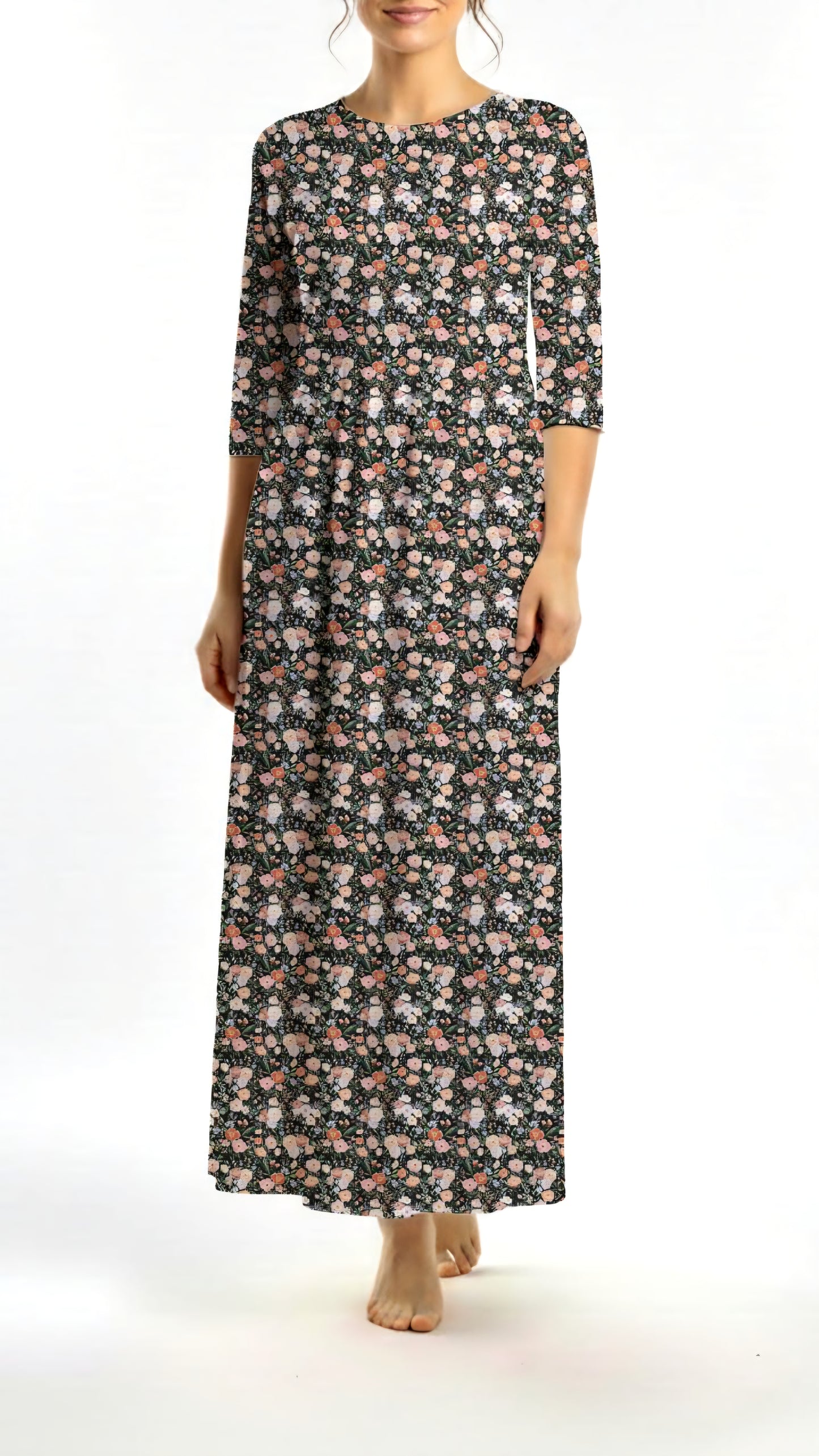 *Unique Design* Linen Evening Blossom Charcoal