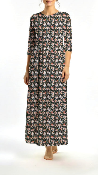 *Unique Design* Linen Evening Blossom Charcoal