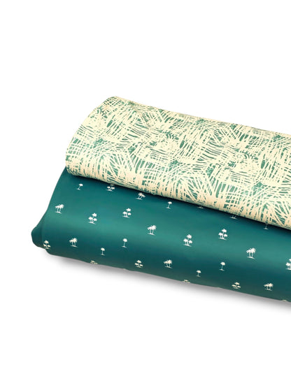 *Unique Design* Tricot Knit Coastal Palms Ocean Teal