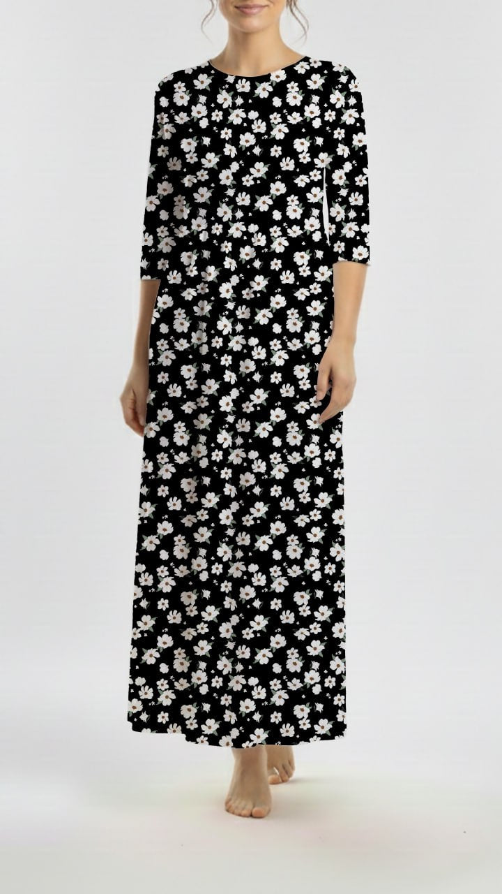 * Unique Design * Tricot Knit Cottage Daisy Black