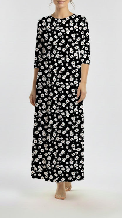* Unique Design * Tricot Knit Cottage Daisy Black