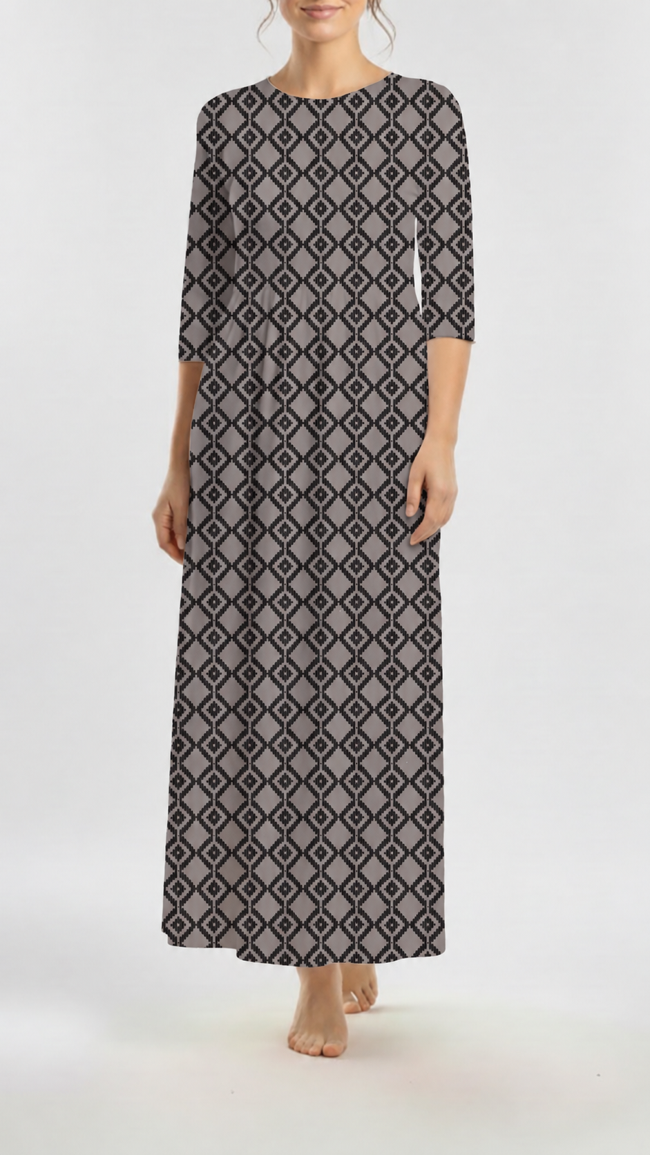 * Unique Design * Cotton Knit Diamond Pattern Dusty Charcoal