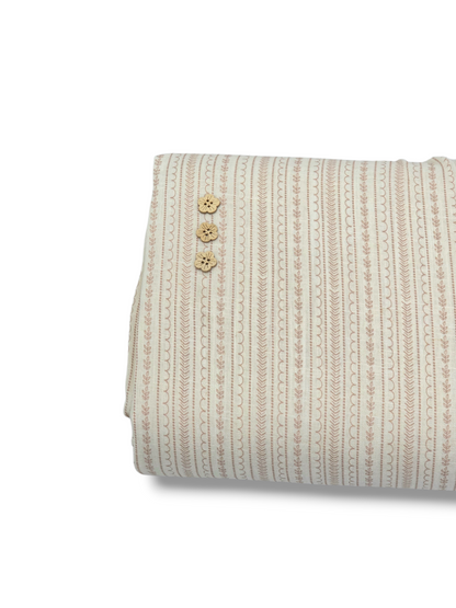 * Unique Design * Linen Botanical Stitch Beige