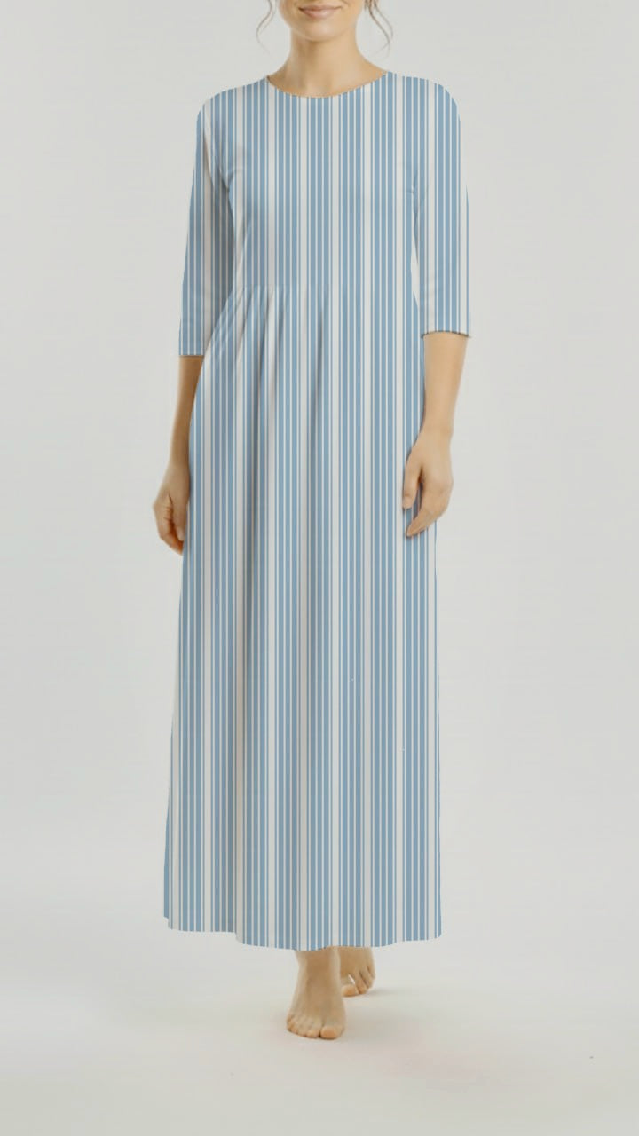 *Unique Design* Willow Ribbed Knit Basic Stripe Denim Blue