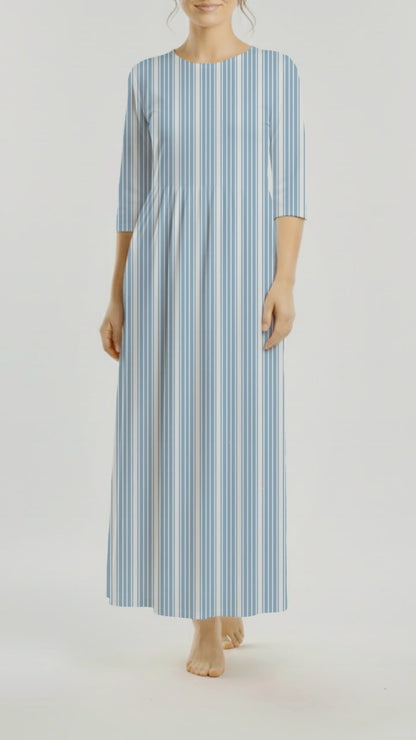 *Unique Design* Willow Ribbed Knit Basic Stripe Denim Blue