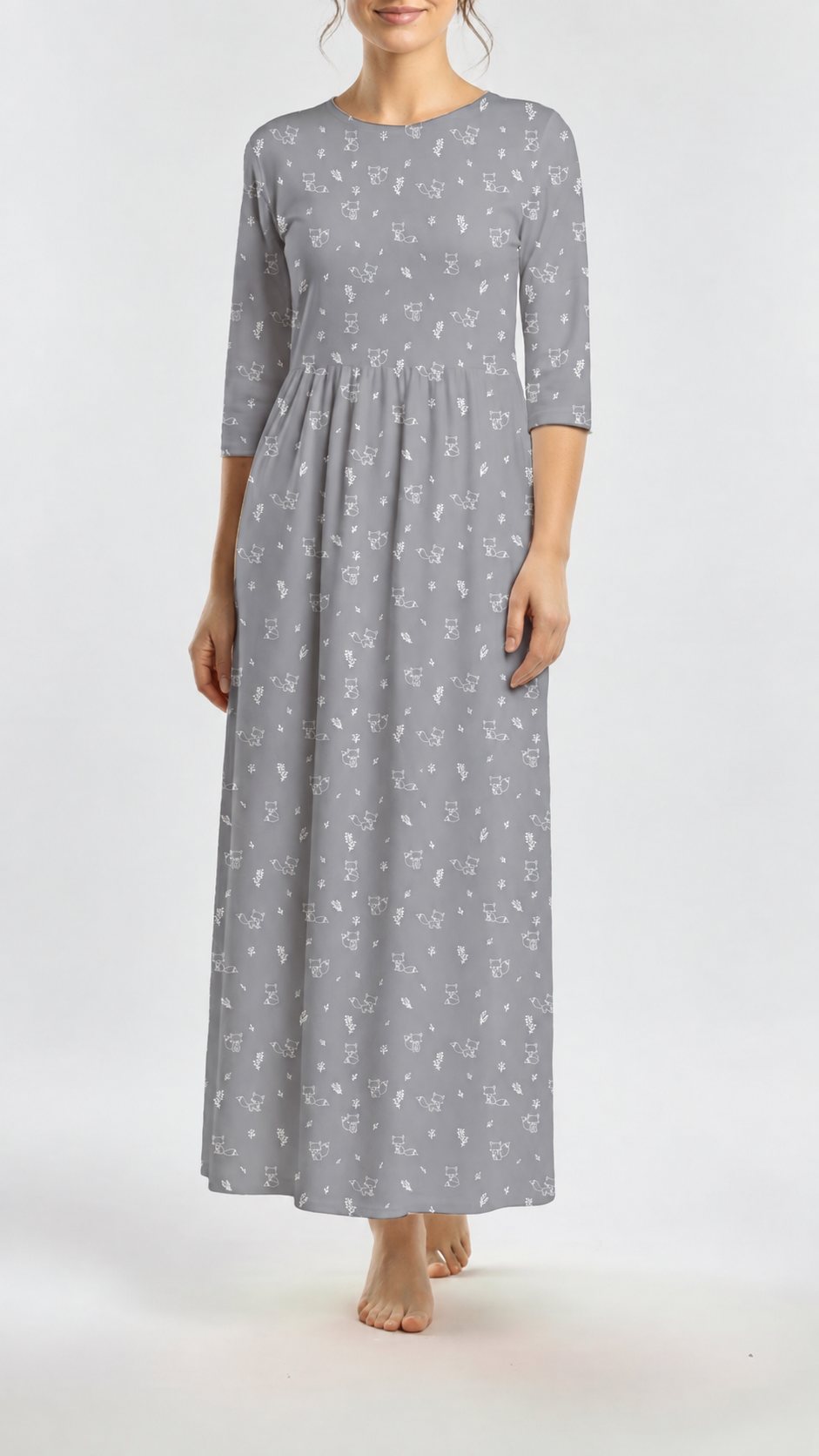 * Unique Design * Cotton Knit Minimal Fox Gray