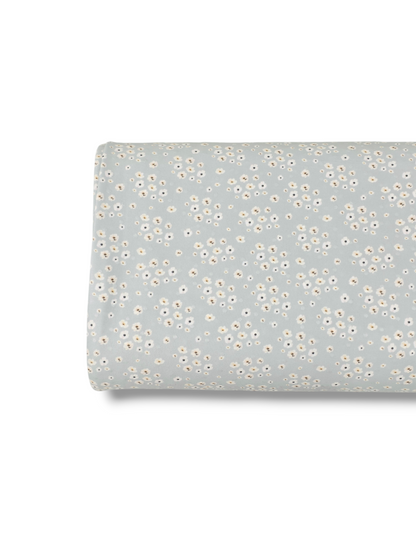 * Unique Design * Swiss Dot Knit Ivory Petal Hazy Blue