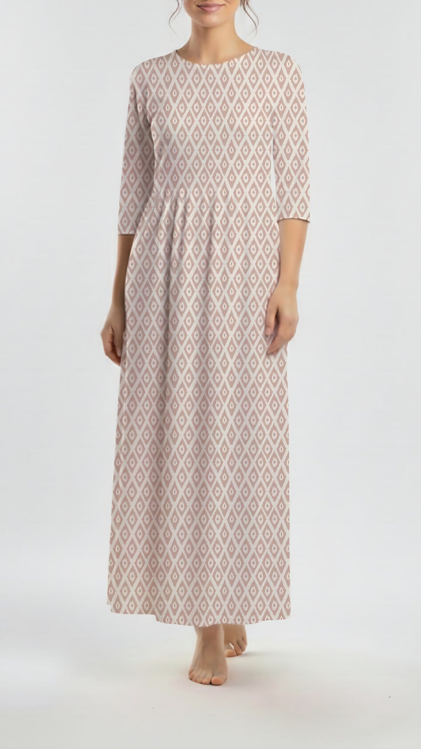*Unique Design* Ribbed Knit Cotton Feel Country Aztec Blush