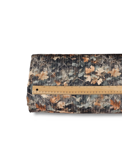 * Unique Design * Ribbed Knit Cotton Feel Camo Leaves