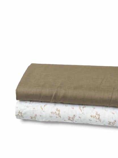 * Unique Design * Linen Neutral Branches White