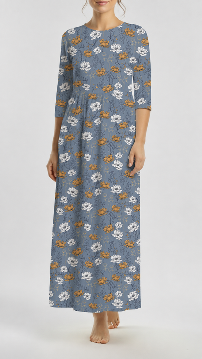 *Unique Design* Swiss Dot Knit Vintage Wildflower Cornflower