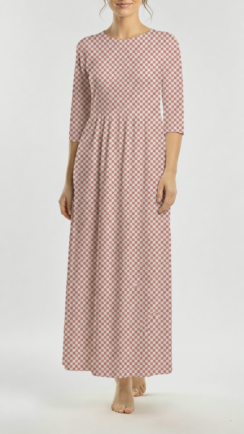 * Unique Design * Linen Country Check Rose