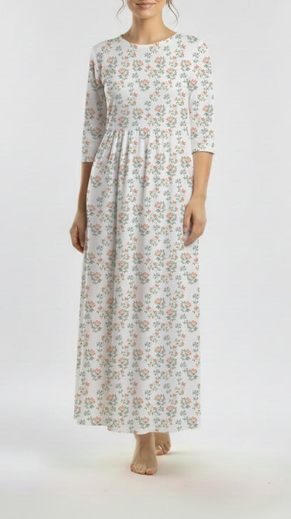*Unique Design* Tricot Knit Countryside Garden White