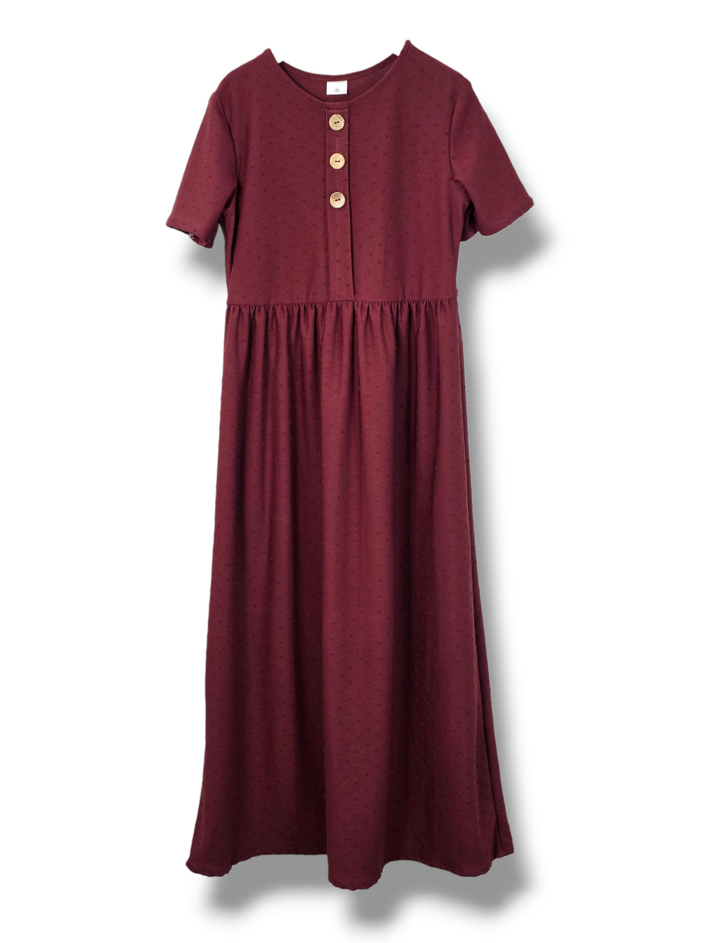 8-9 Yr Dress Swiss Dot Knit Burgundy
