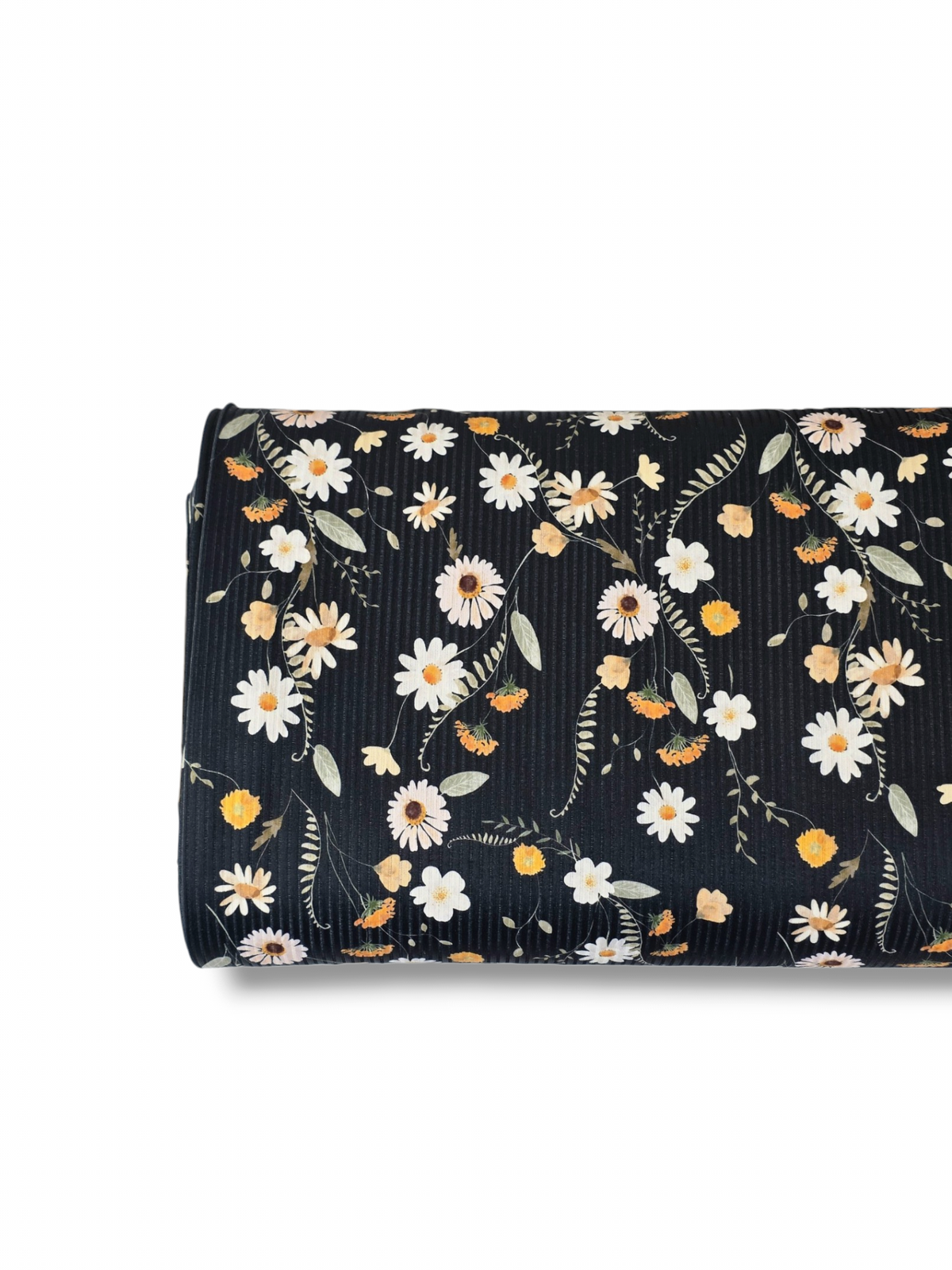 *Unique Design* Willow Ribbed Knit Yellow Wildflower Field Black