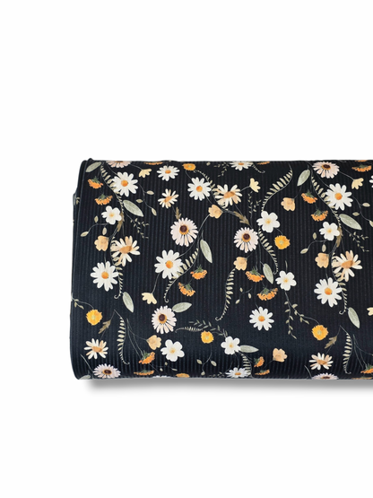 *Unique Design* Willow Ribbed Knit Yellow Wildflower Field Black