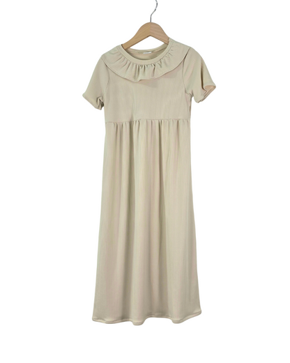 4-5 Yr Ribbed Knit Solid Taupe Dress