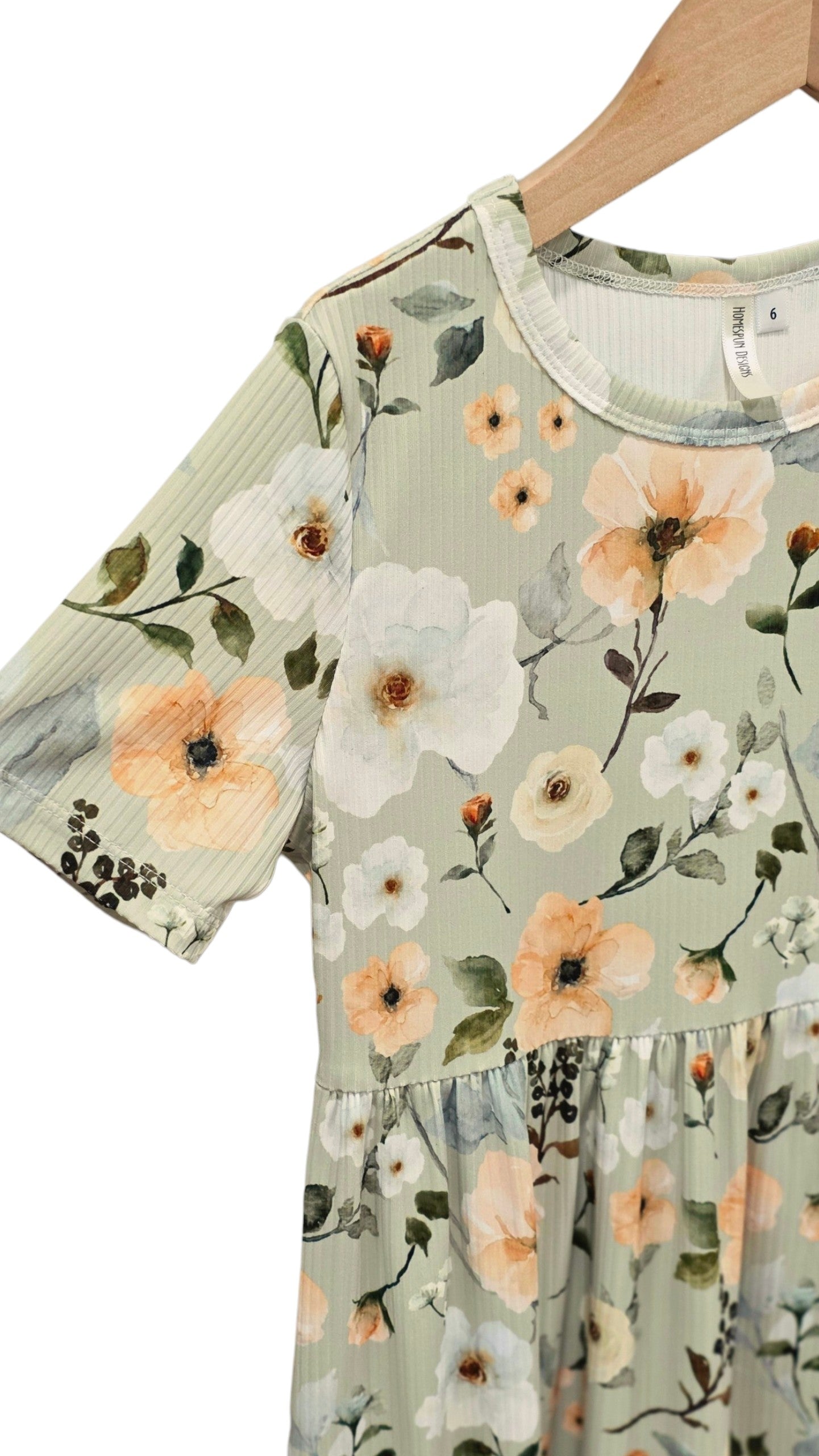6T Willow Ribbed Knit Sage Dress