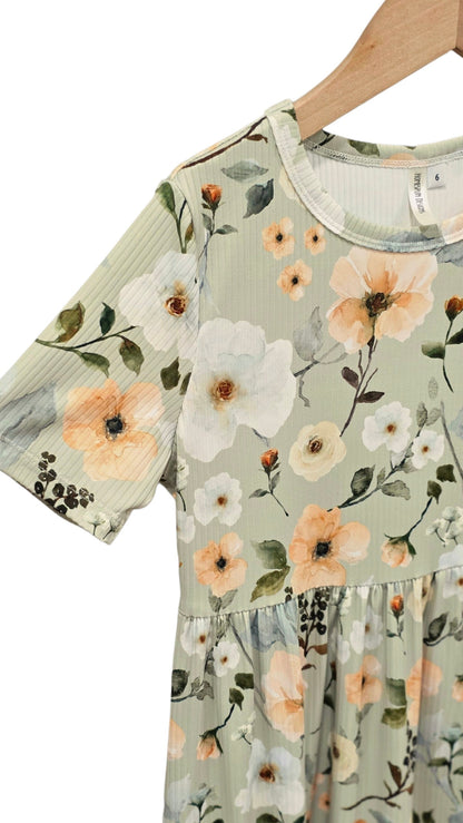 6T Willow Ribbed Knit Sage Dress