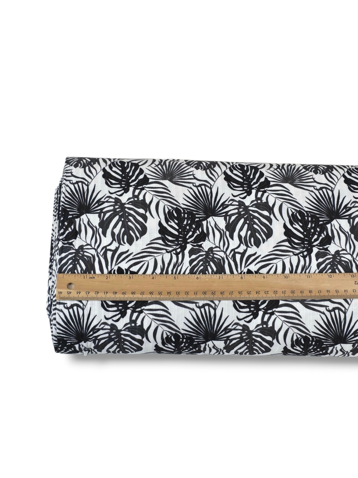 *Unique Design* Ribbed Knit Cotton Feel Island Palms Black + White