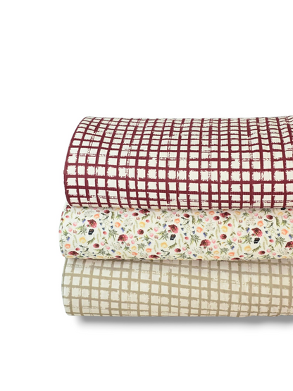 *Unique Design* Swiss Dot Knit Brushed Checks Sandstone