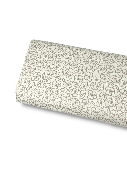 *Unique Design* Linen Sketched Blooms Tan