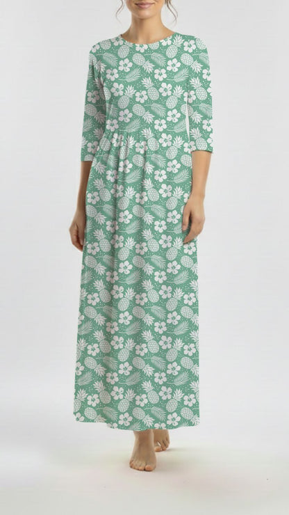 *Unique Design* Tricot Knit Hibiscus Garden Juniper