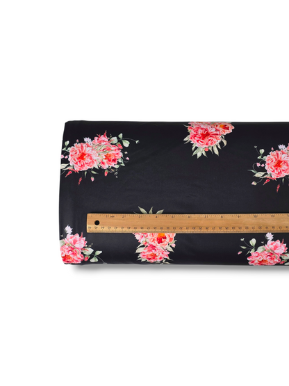 *Unique Design* Tricot Knit Pink Peony Black