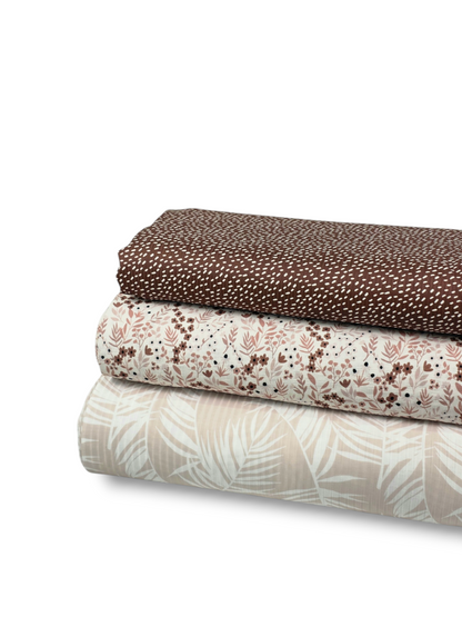 * Unique Design * Ribbed Knit Cotton Feel Botanical Whisper Tan