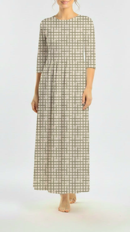 *Unique Design* Swiss Dot Knit Brushed Checks Sandstone
