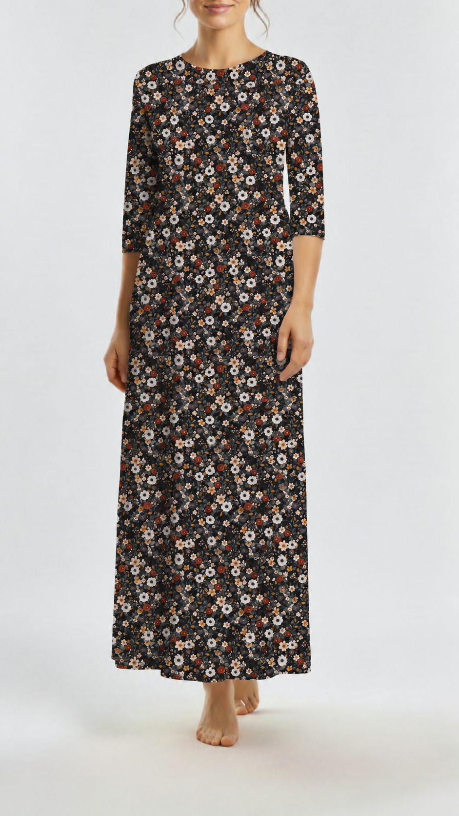 Poly Crepe Midnight Blooms Black