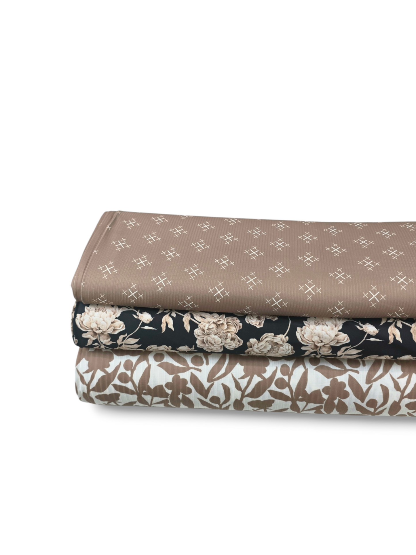 * Unique Design * Ribbed Knit Cotton Feel Abstract Floral Tan