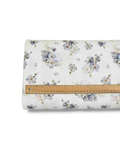 * Unique Design * Swiss Dot Knit Morning Blue Blossoms
