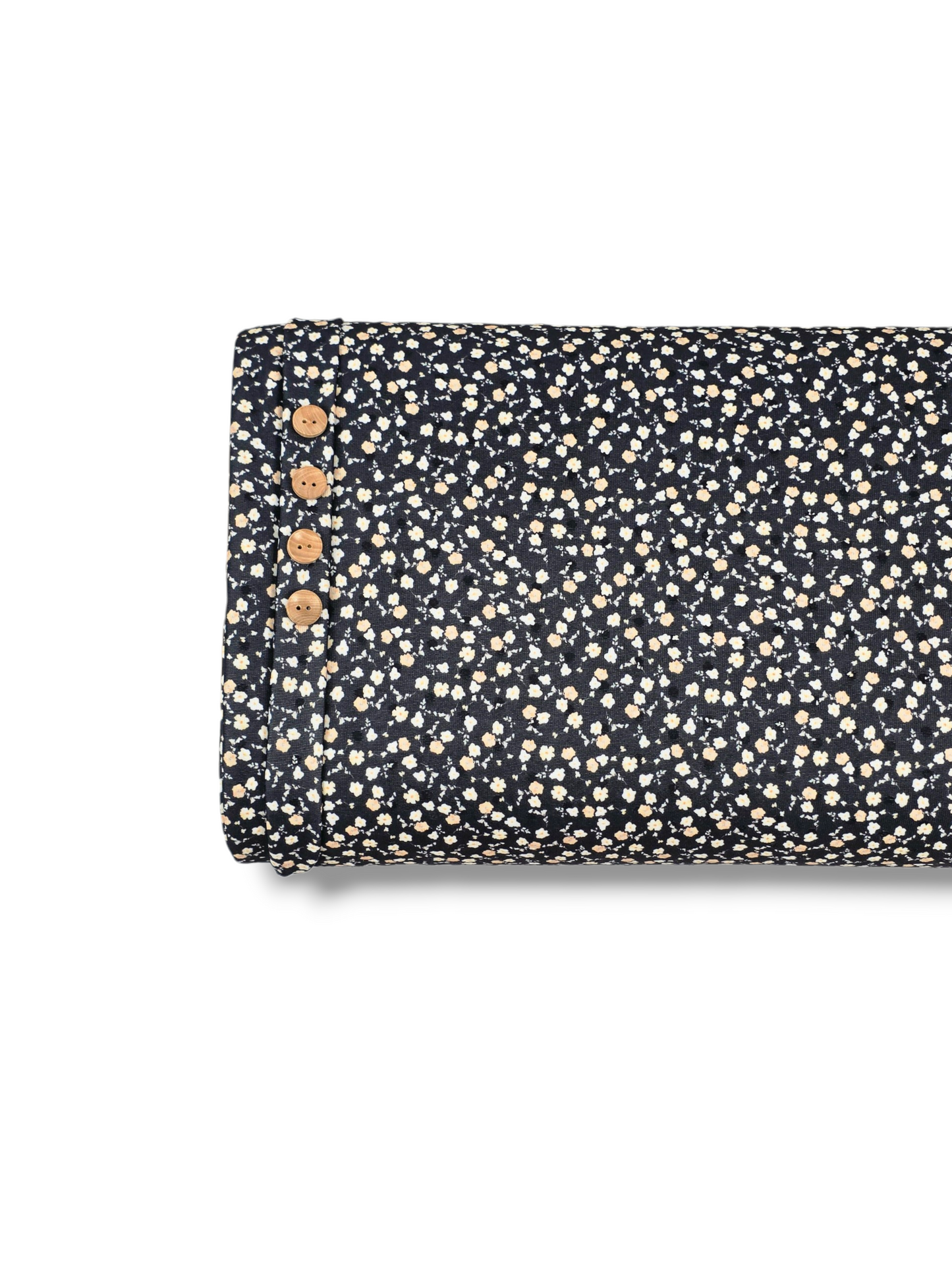 *Unique Design* Swiss Dot Knit Soft Peach Posies Black