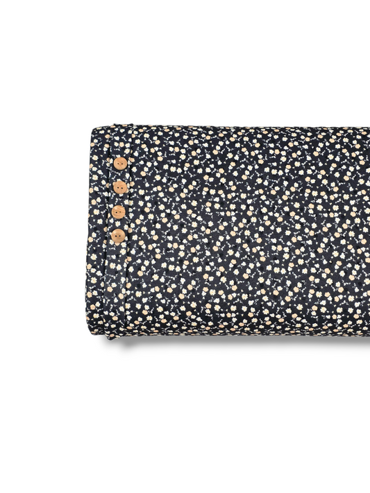 *Unique Design* Swiss Dot Knit Soft Peach Posies Black