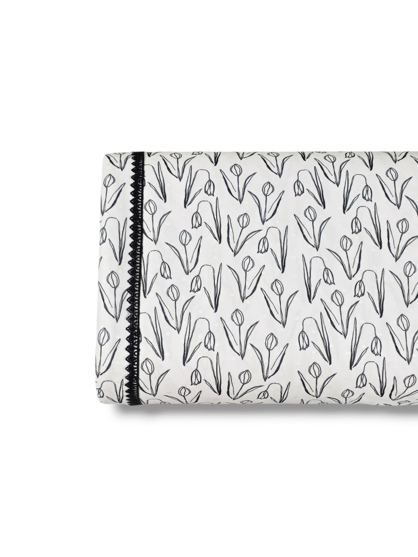 * Unique Design * Swiss Dot Knit Springtime Tulips White