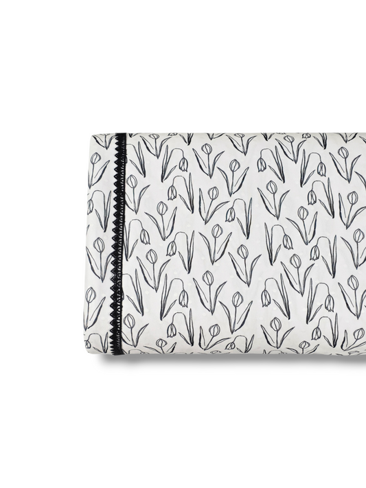 * Unique Design * Swiss Dot Knit Springtime Tulips White