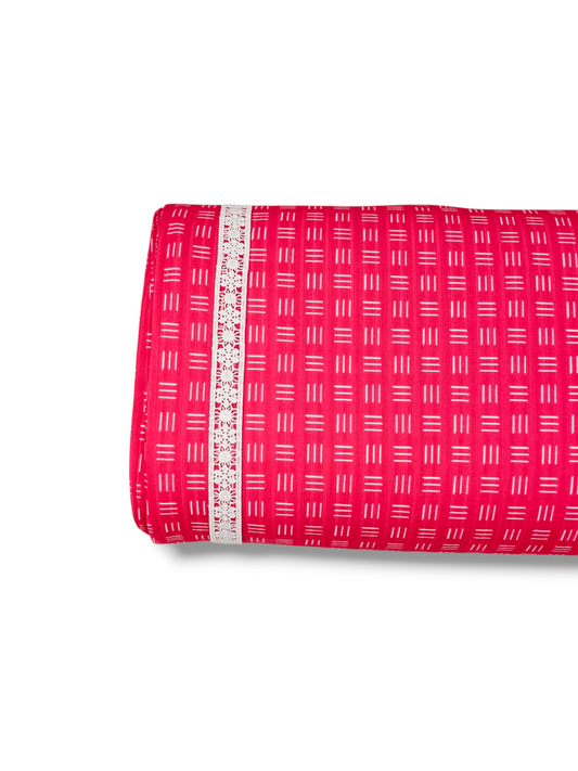 * Unique Design * Ribbed Knit Cotton Feel Simple Squares Hot Pink