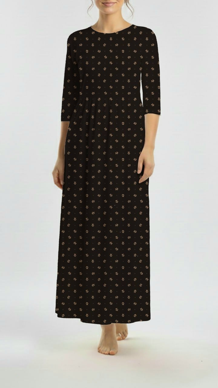 * Unique Design * Willow Ribbed Knit Moonlit Sprigs Black