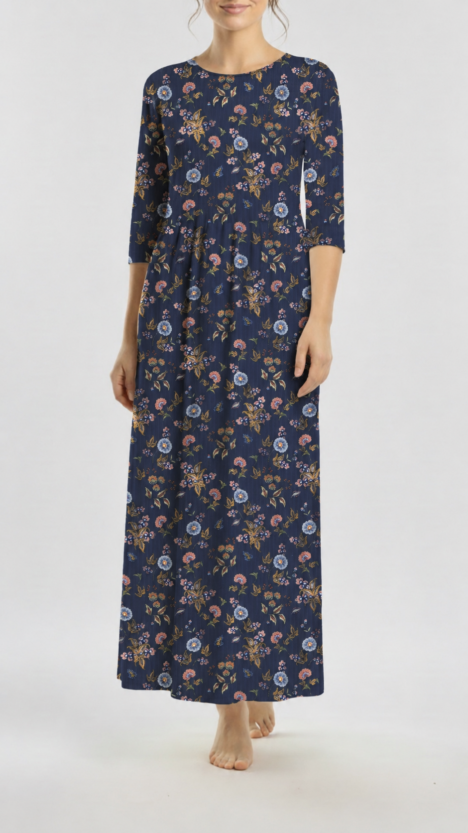 * Unique Design * Ribbed Knit Cotton Feel Victorian Garden Dusty Blue