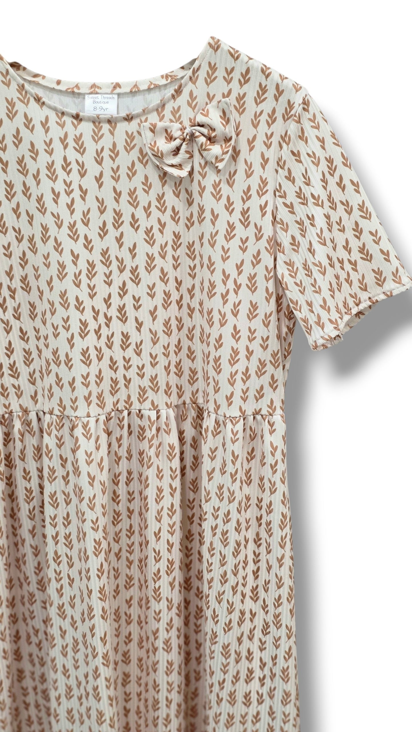 8-9 Yr Willow Ribbed Knit Golden Sprigs Dress