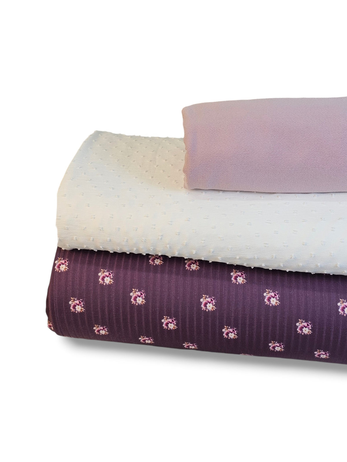 *Unique Design* Cotton Feel Ribbed Knit Petite Floral Plum