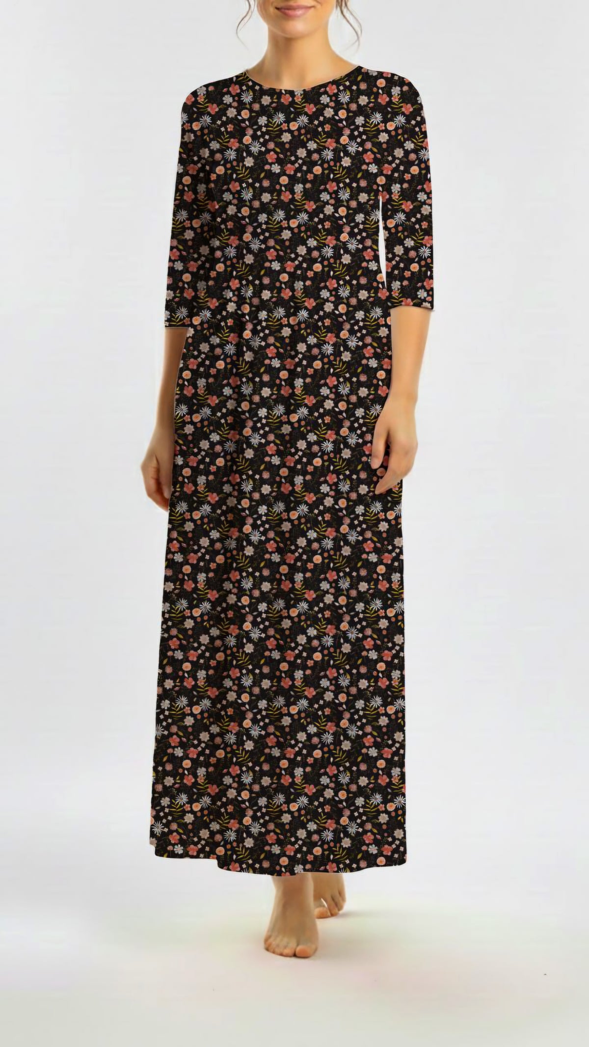 * Unique Design * Crinkled Crepe Autumn Gold Blooms Black