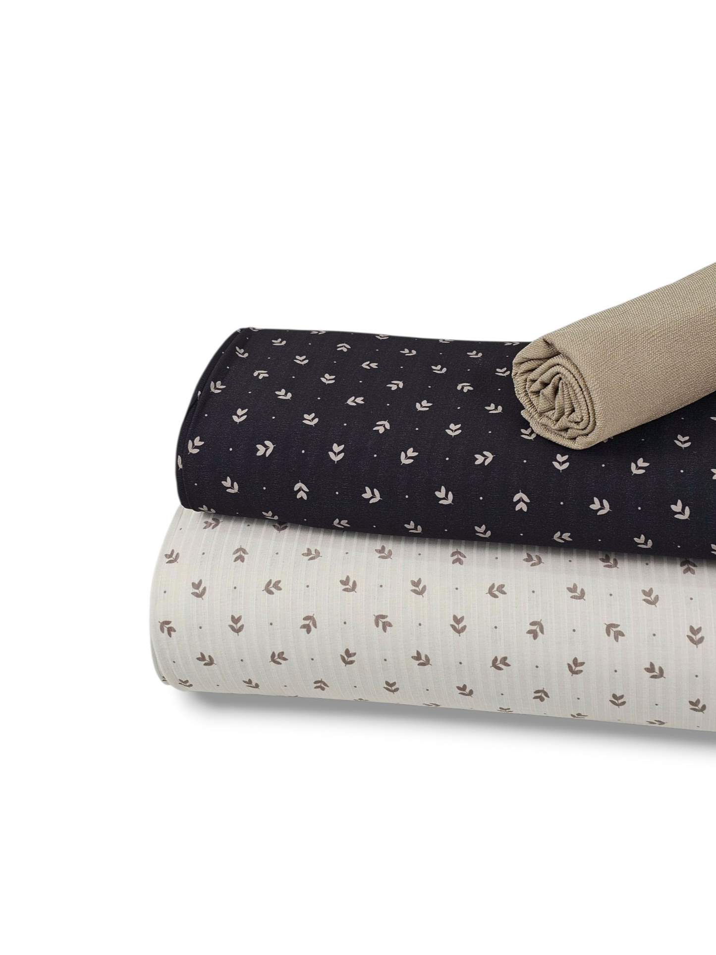 * Unique Design * Ribbed Knit Cotton Feel Moonlit Sprigs Gray