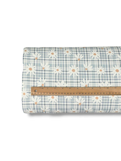 * Unique Design * Willow Ribbed Knit Daisy Plaid Blue
