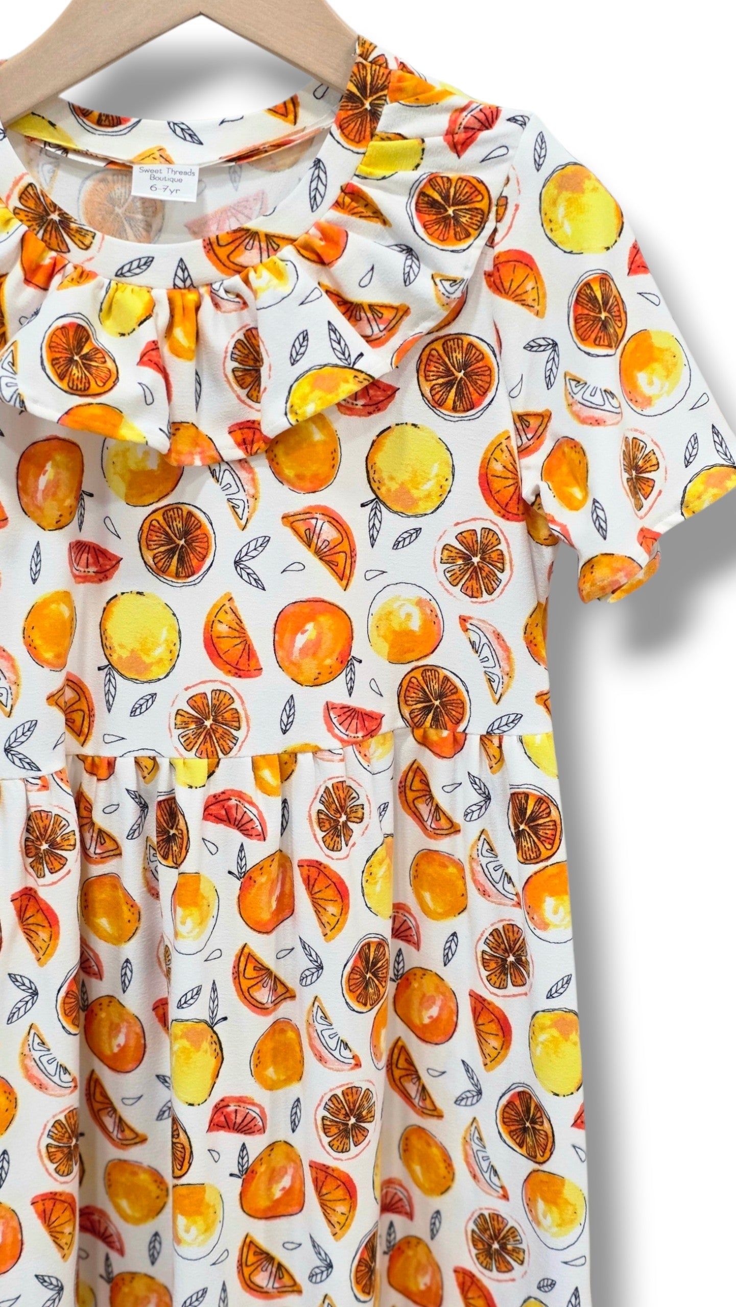 6-7 Yr Single Brushed Poly Orange Bliss Dress